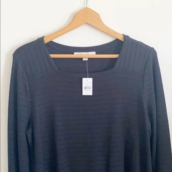 LOFT Textured Stripe Square Neck knit sweater - Picture 4 of 9